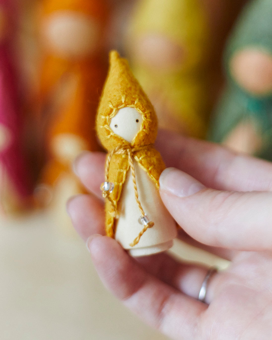 Mini Yellow Wooden Gnome-2