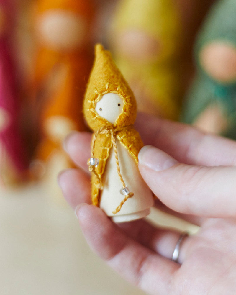 Mini Yellow Wooden Gnome-zoom-