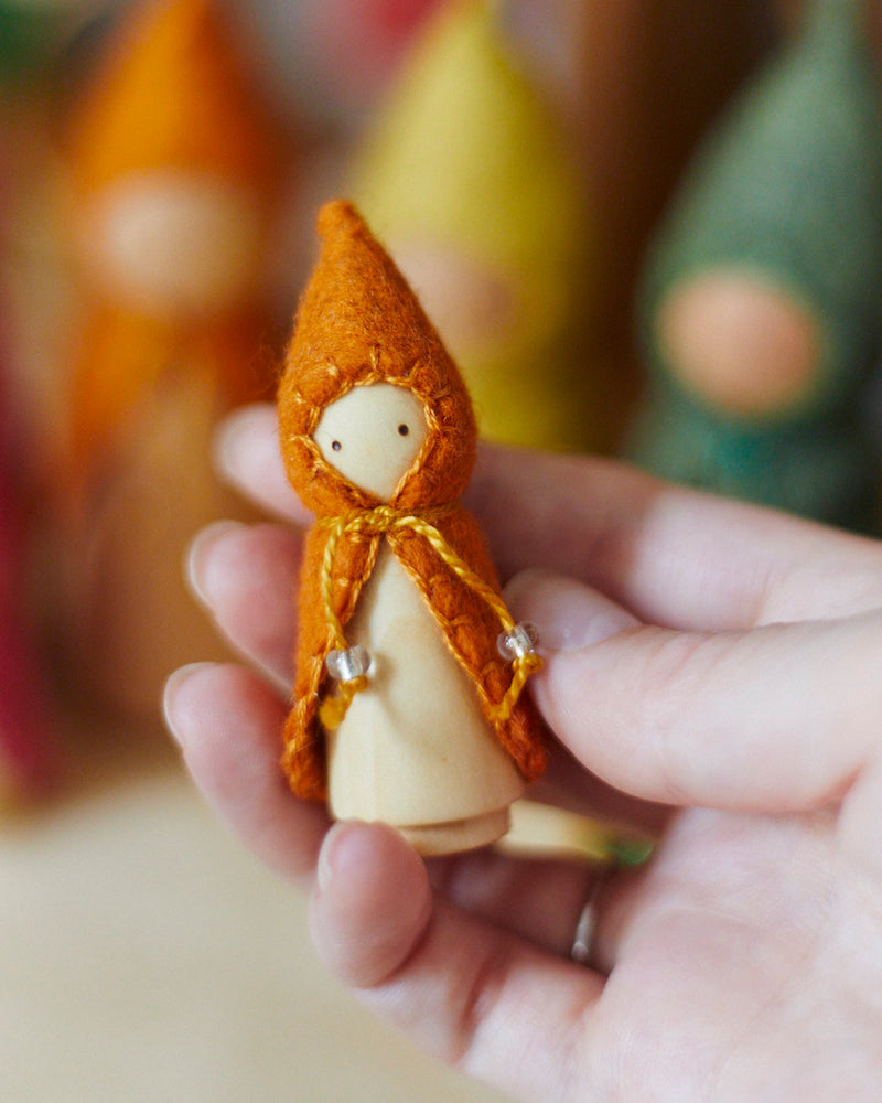 Mini Orange Wooden Gnome-zoom-