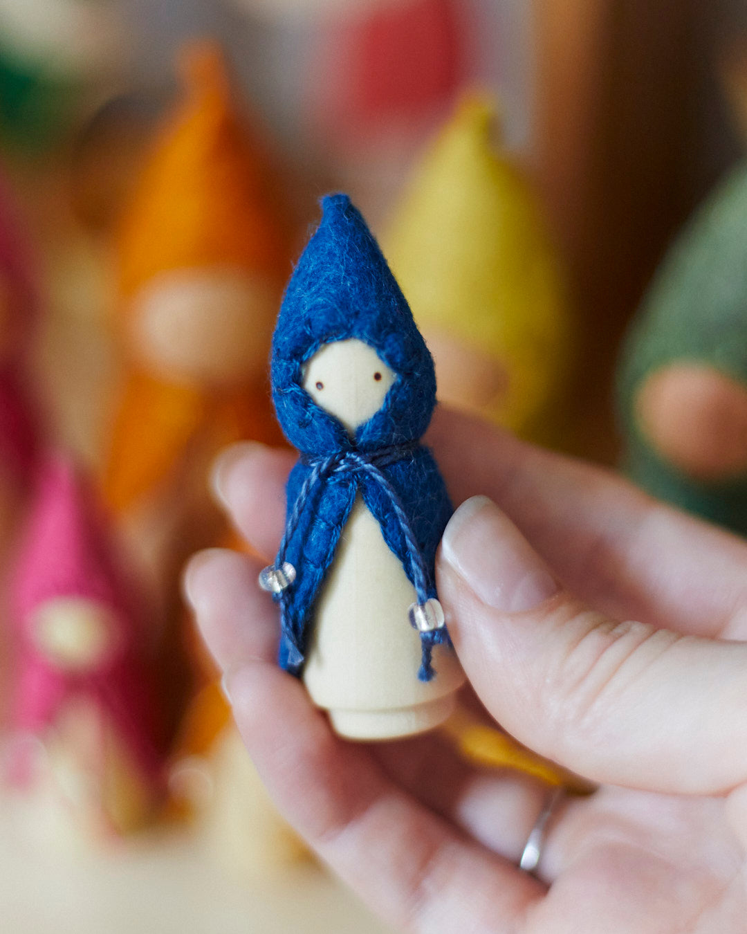 Mini Blue Wooden Gnome