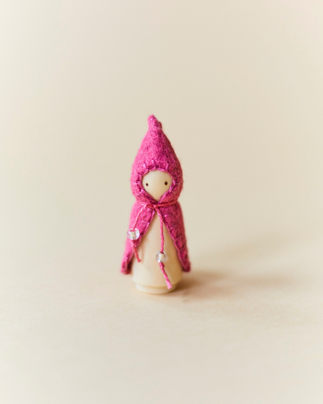 Mini Pink Wooden Gnome