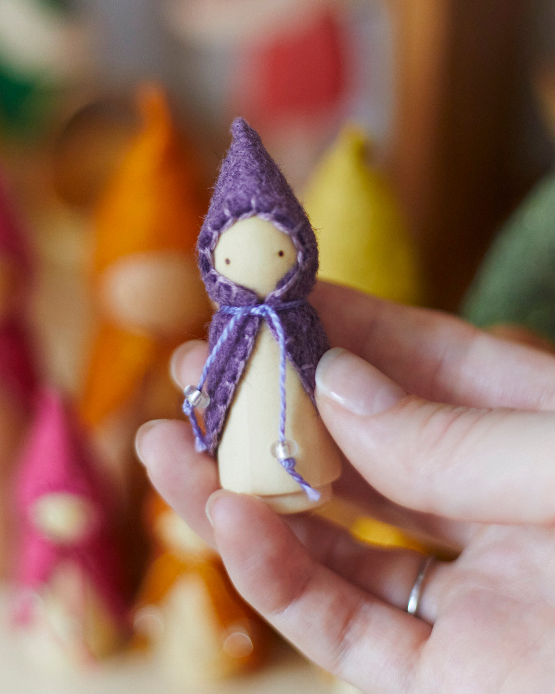 Mini Purple Wooden Gnome-2