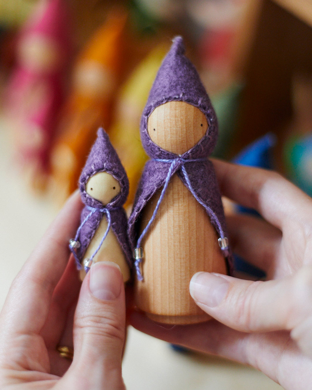 Mini Purple Wooden Gnome-zoom-4