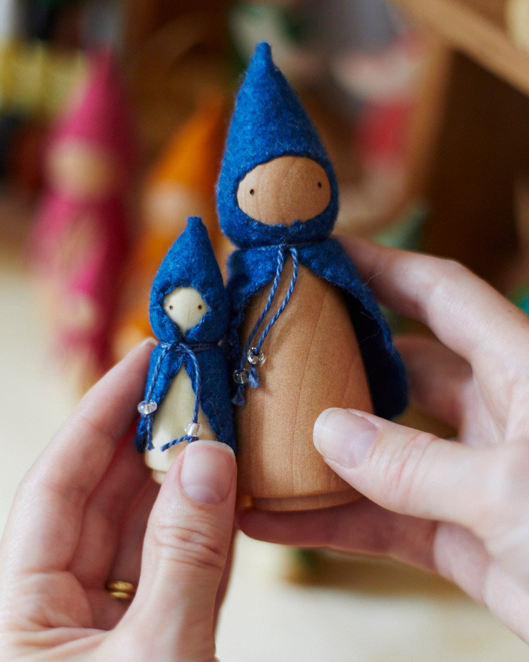Mini Blue Wooden Gnome-zoom-4