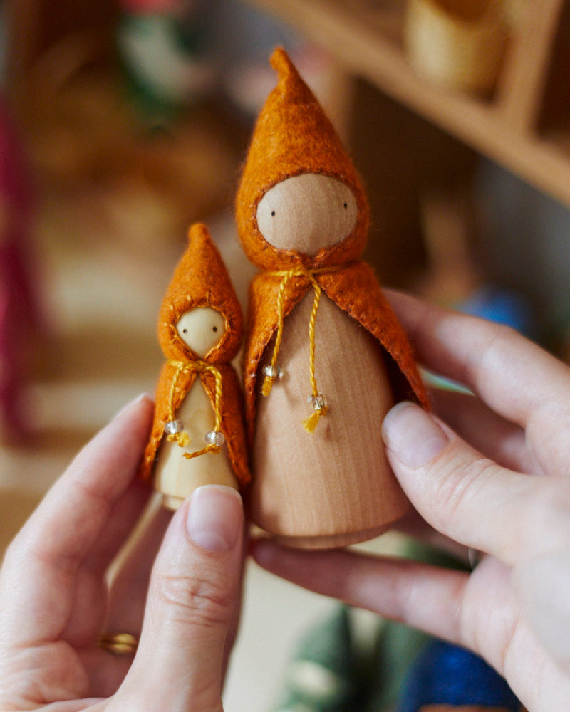 Mini Orange Wooden Gnome-zoom-