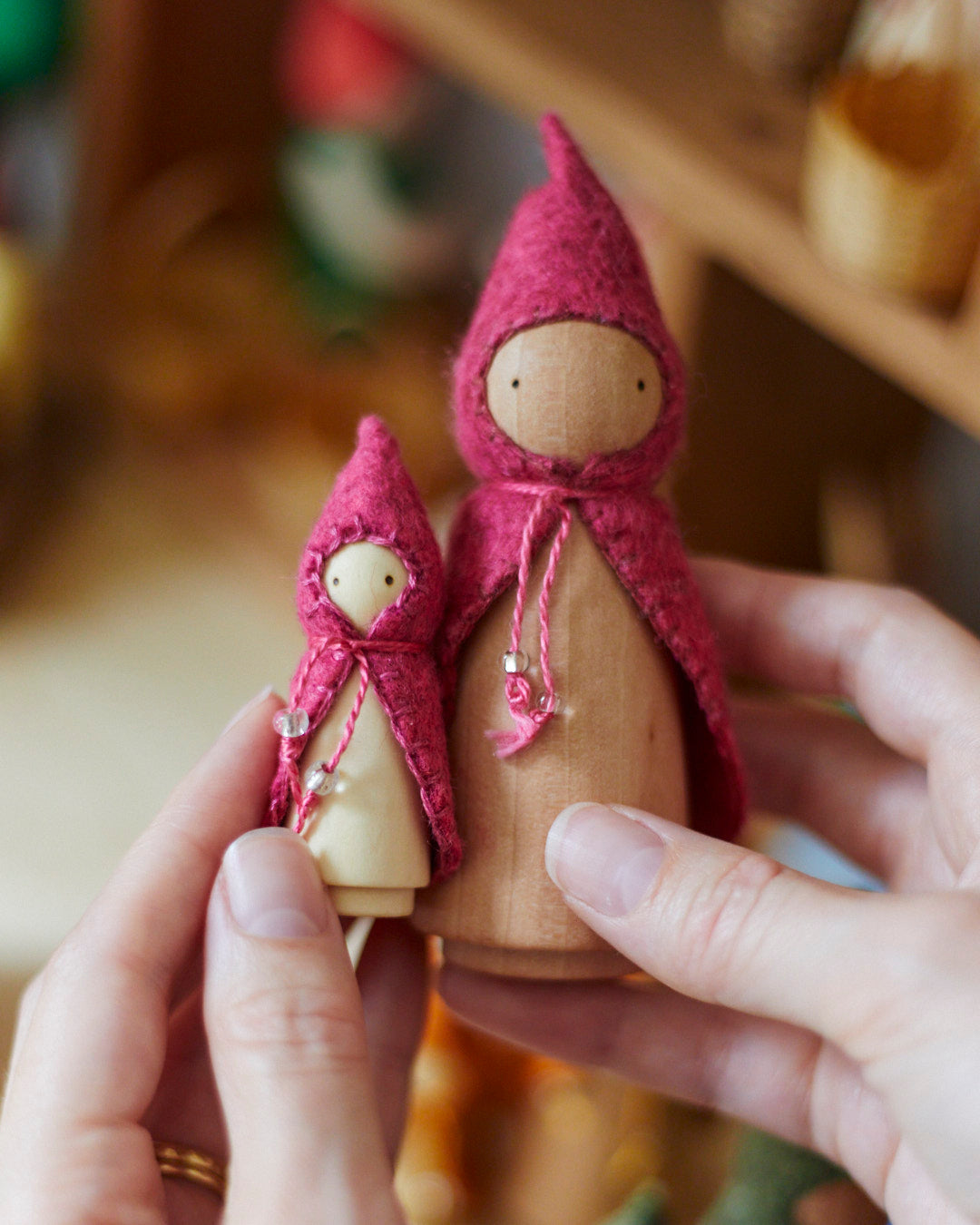 Mini Pink Wooden Gnome-zoom-6