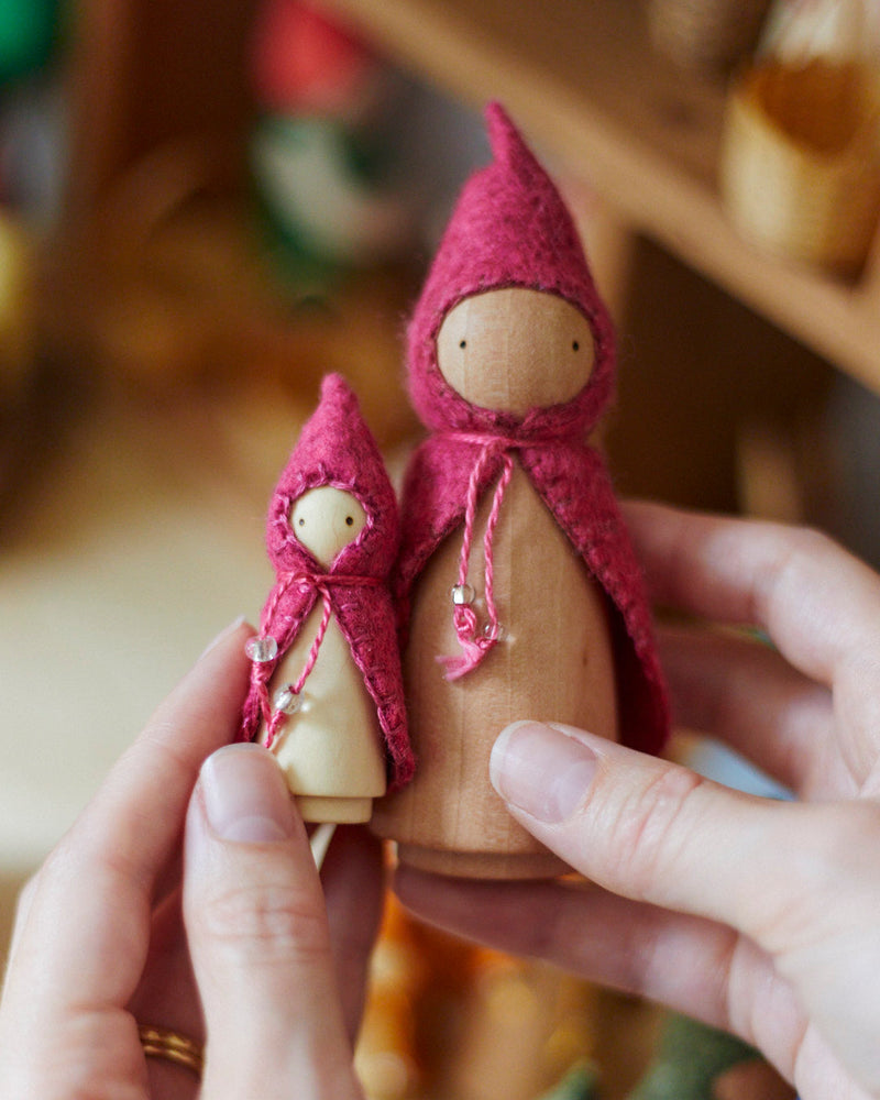 Mini Pink Wooden Gnome-zoom-