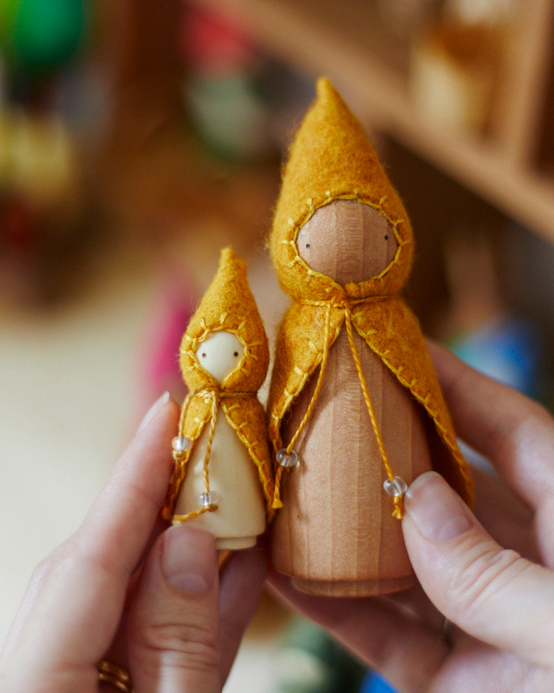 Mini Yellow Wooden Gnome-4