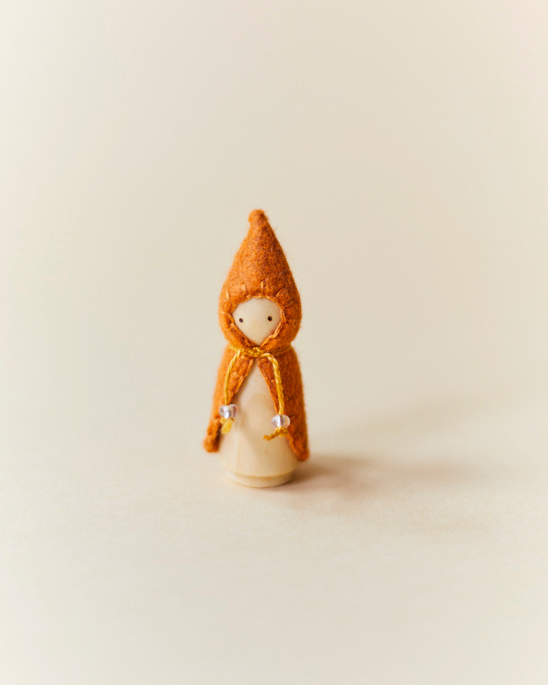Mini Orange Wooden Gnome-1