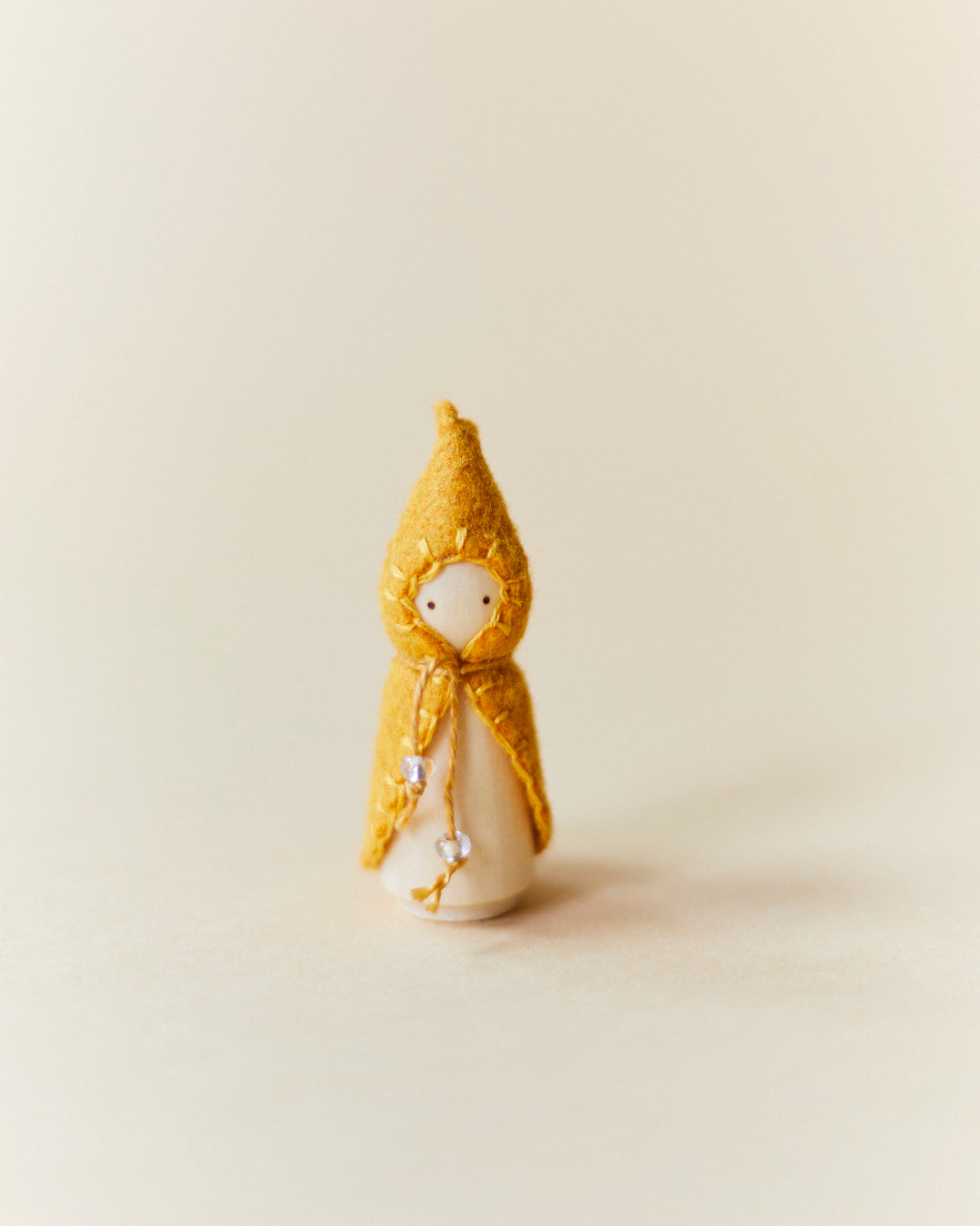 Mini Yellow Wooden Gnome-1
