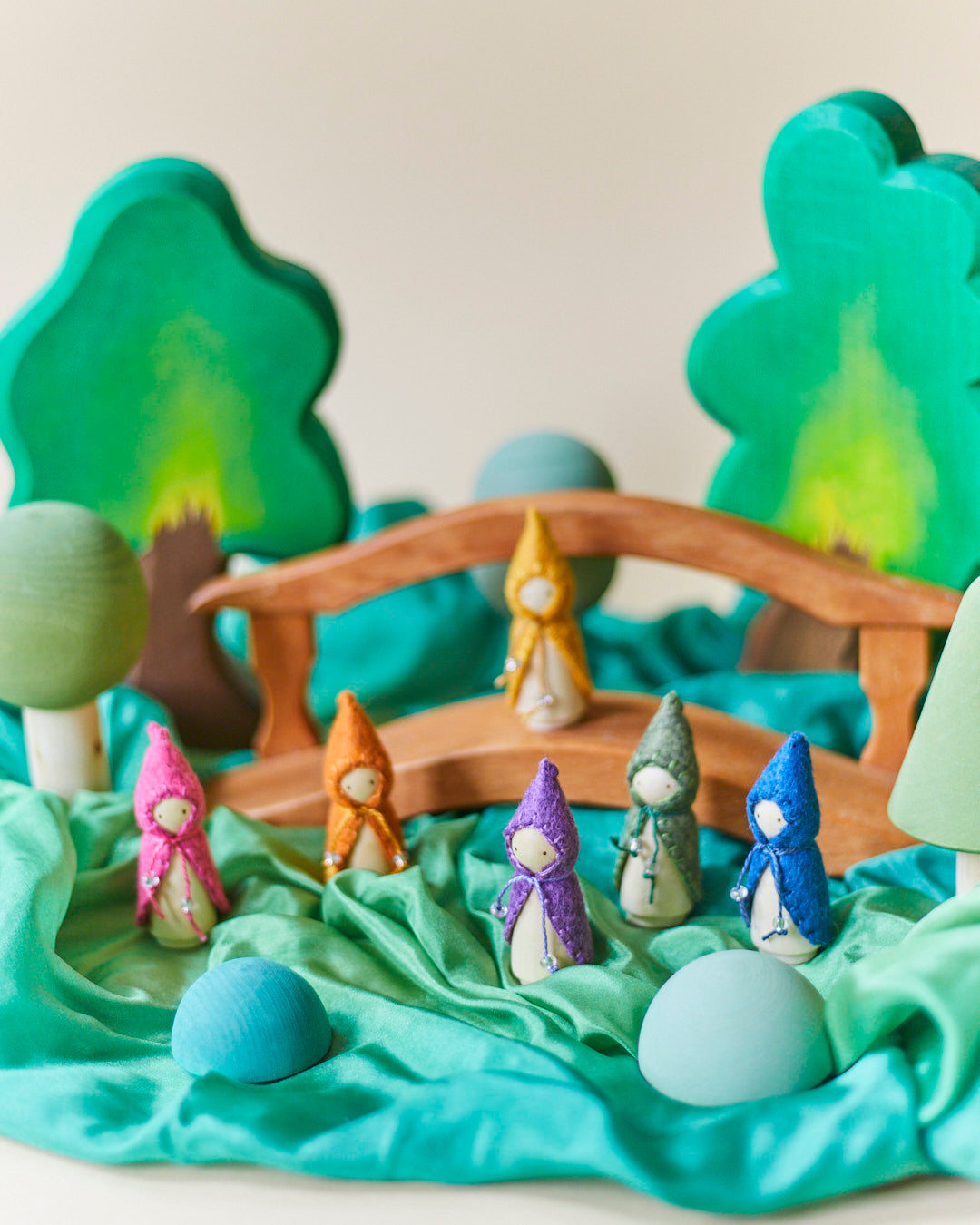 Mini Blue Wooden Gnome-9