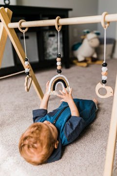 Rainbow Baby Play Gym (Monochrome) | Wooden Activity Gym - Aware House