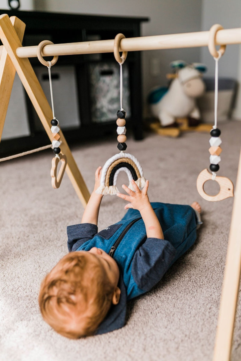 Rainbow Baby Play Gym (Monochrome) | Wooden Activity Gym-zoom-