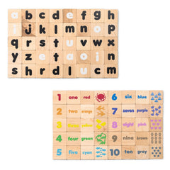 Wooden Learning Magnetic Tiles | ABCs, Colors & Counting Set - Aware House - Miller Boys Vintage Toys -