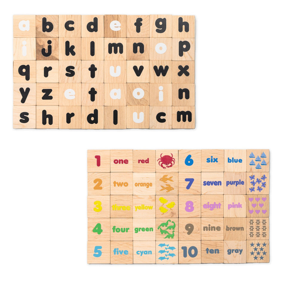 Wooden Learning Magnetic Tiles | ABCs, Colors & Counting Set