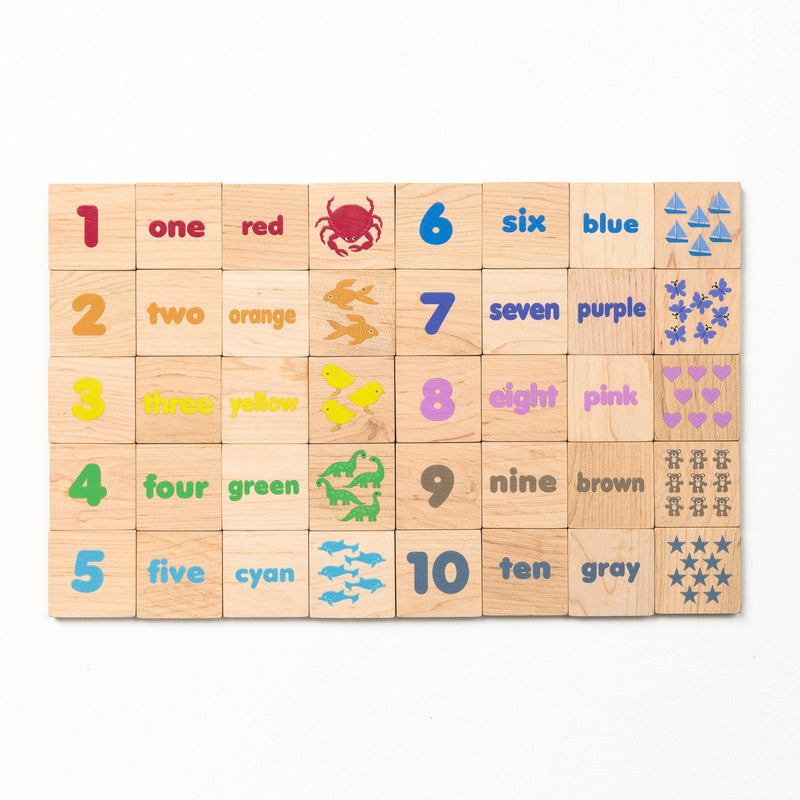 Wooden Learning Magnetic Tiles | ABCs, Colors & Counting Set-zoom-