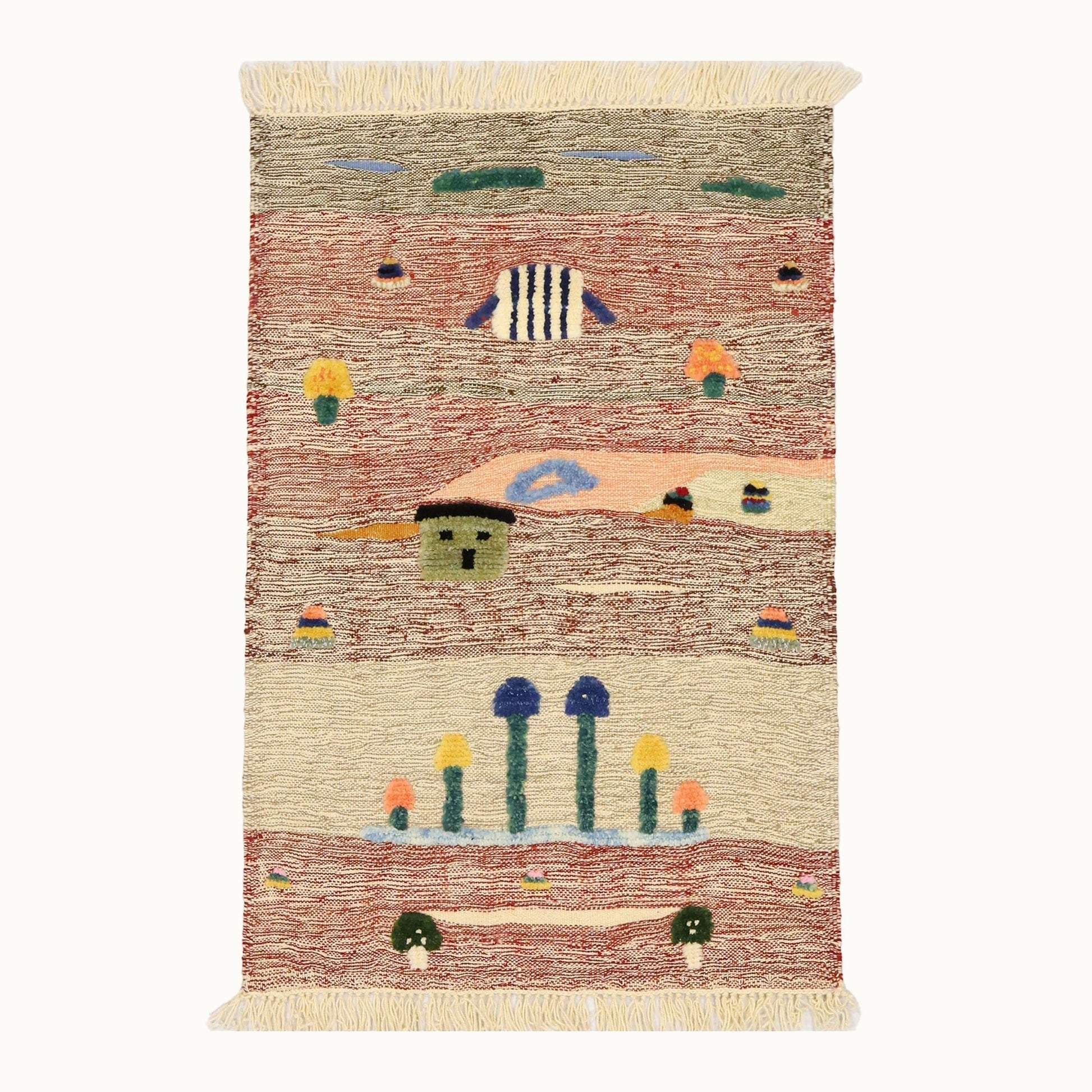 Mushroom Path Kids Rug | Handmade Wool Rug for Nursery, Playrooms & Children’s Rooms - Aware House
