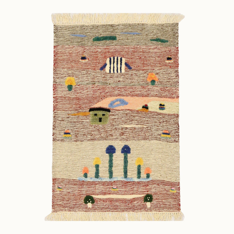 Mushroom Path Kids Rug | Handmade Wool Rug for Nursery, Playrooms & Children’s Rooms-zoom-