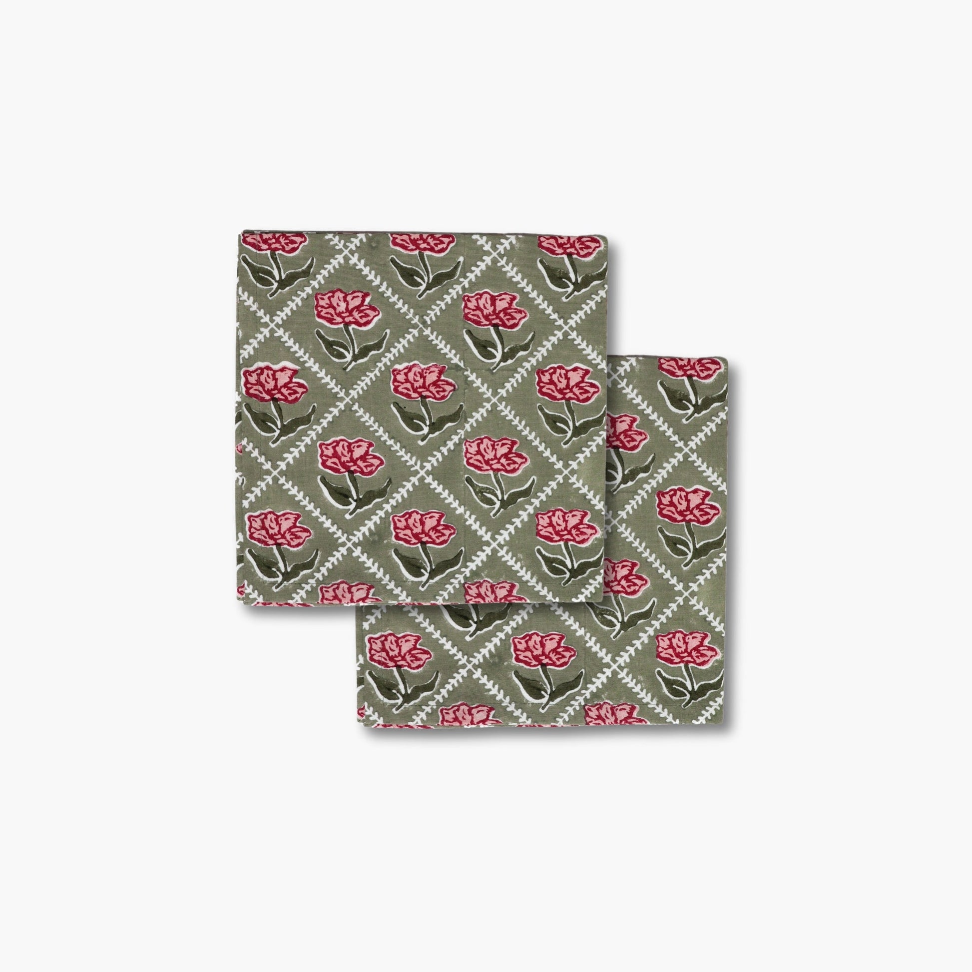 Noor Table Napkin – Olive & Pink (Set of 2)-1