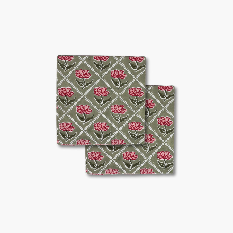 Noor Table Napkin – Olive & Pink (Set of 2)
