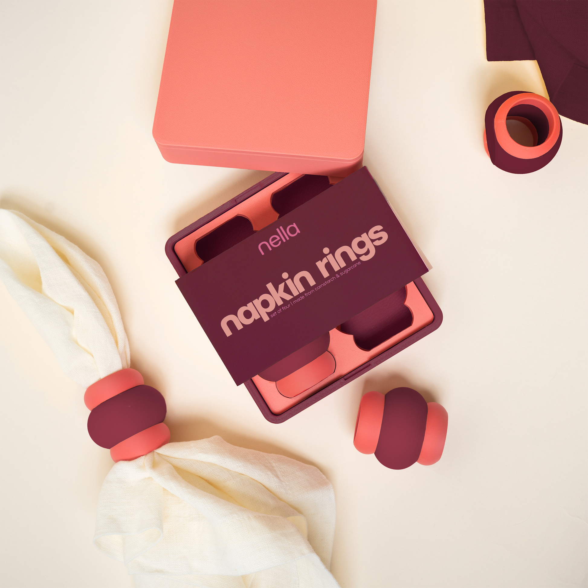 Color-Block Napkin Rings | Pomegranate-5