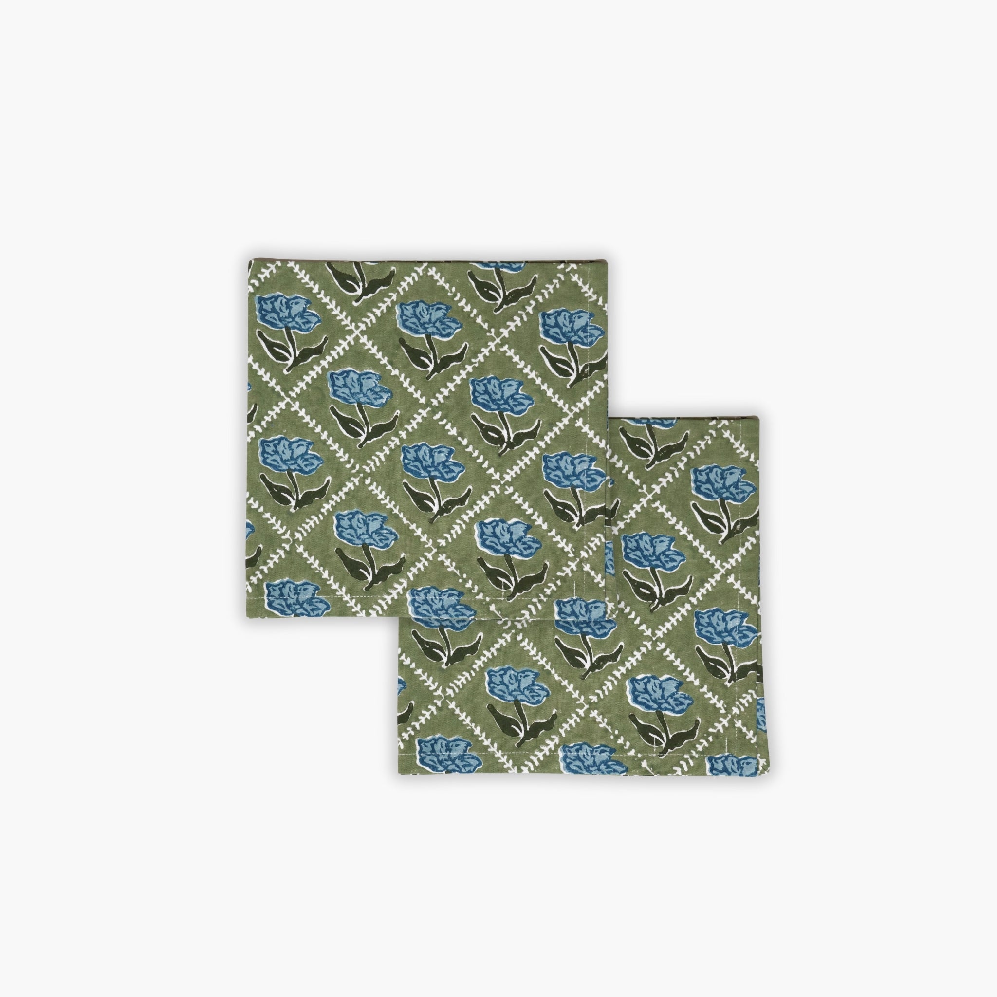 Noor Table Napkin – Olive & Blue (Set of 2)