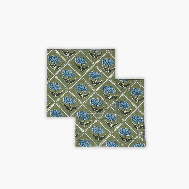 Noor Table Napkin – Olive & Blue (Set of 2)-zoom-