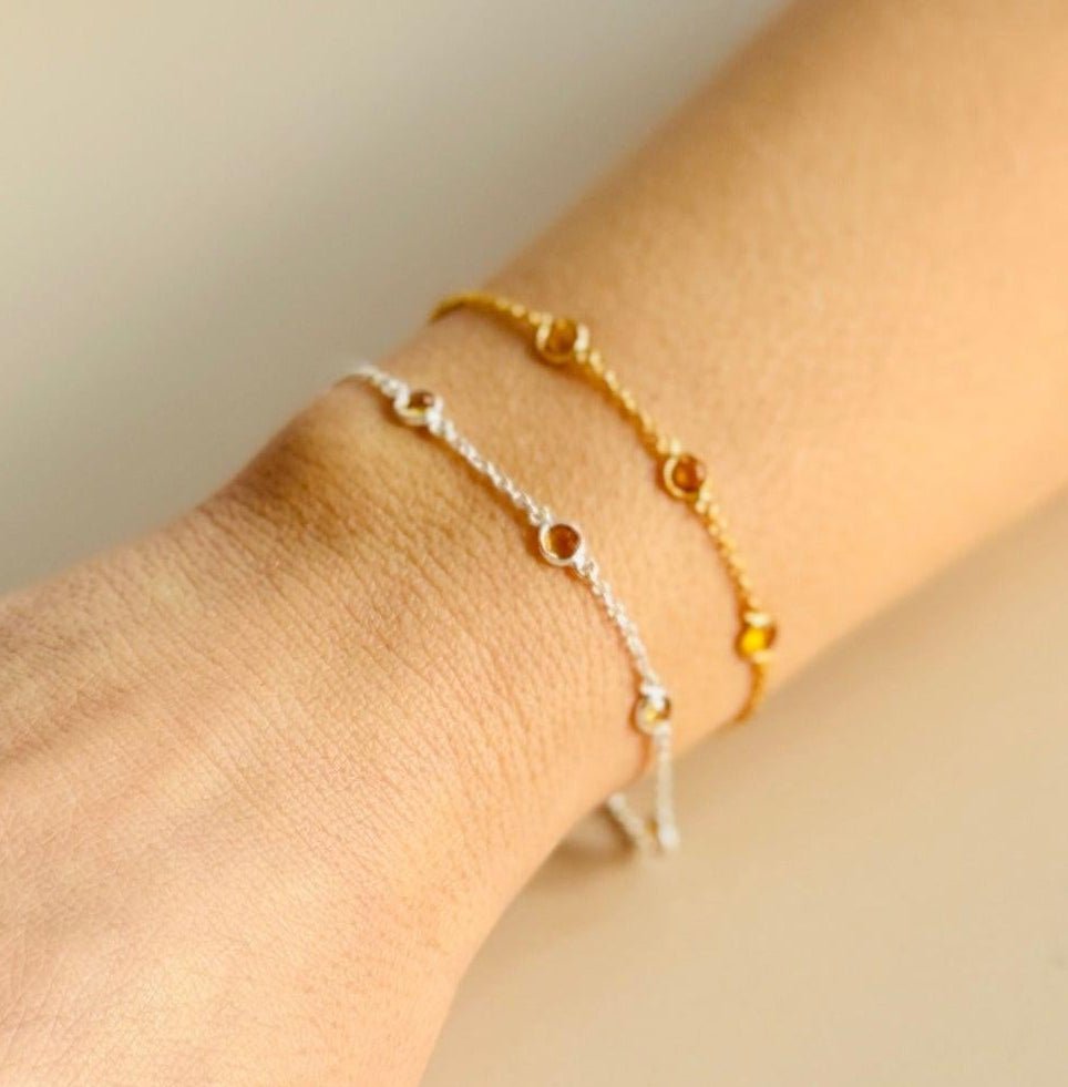 November Birthstone Citrine Bracelet | Sterling Silver & Gold Gemstone Jewelry - Aware House