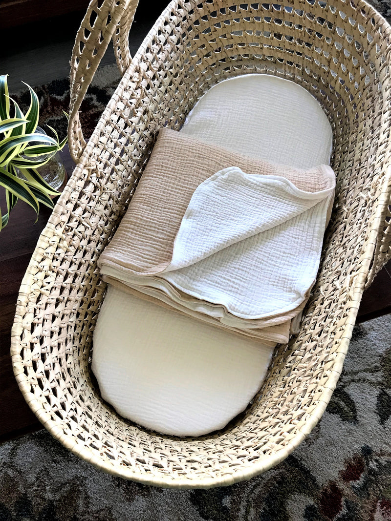 Organic Bedding Set | Moses Basket with Organic Cotton Double Gauze Sheet + Blanket-zoom-