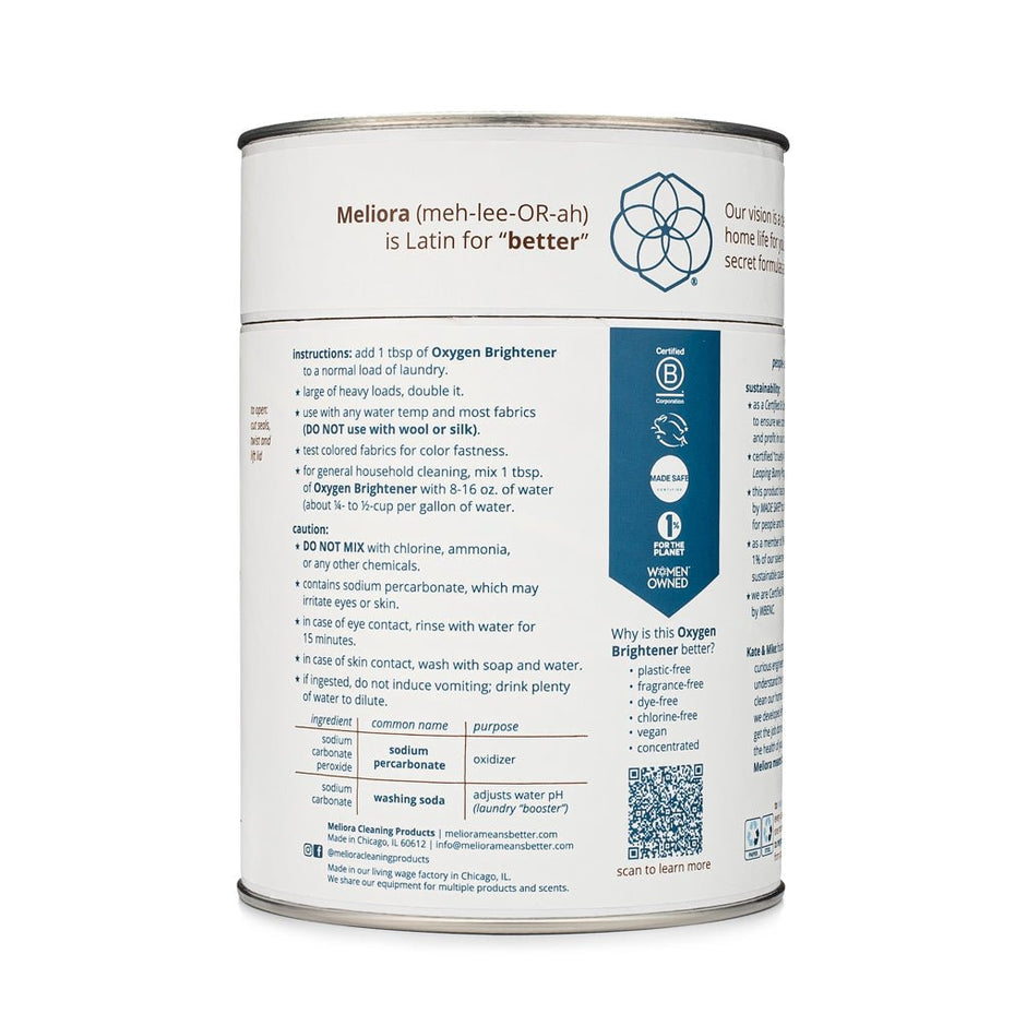 Oxygen Brightener Bleach Alternative Booster - Plastic-Free - Aware House - Meliora Cleaning Products -