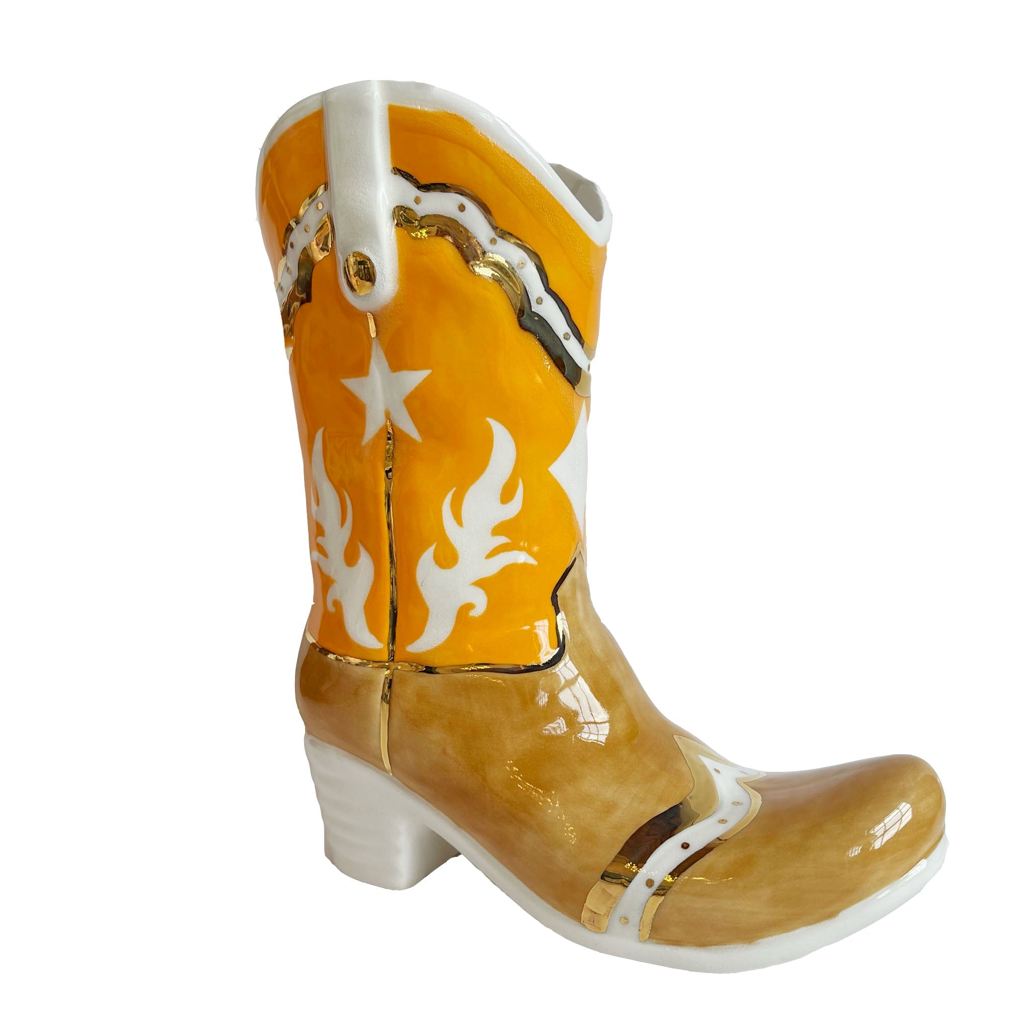 Two Tone Monogrammed Cowboy Boot Vase - Aware House