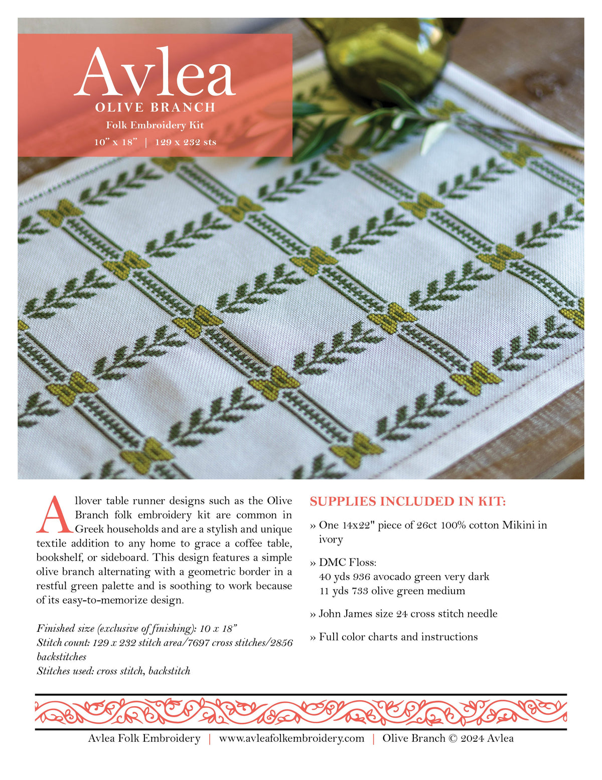 Olive Branch cross stitch folk embroidery kit-zoom-7