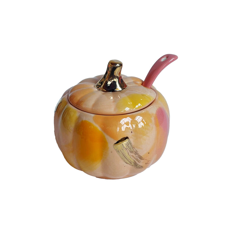Pumpkin Sugar Pot, Spoon, and Creamer-zoom-