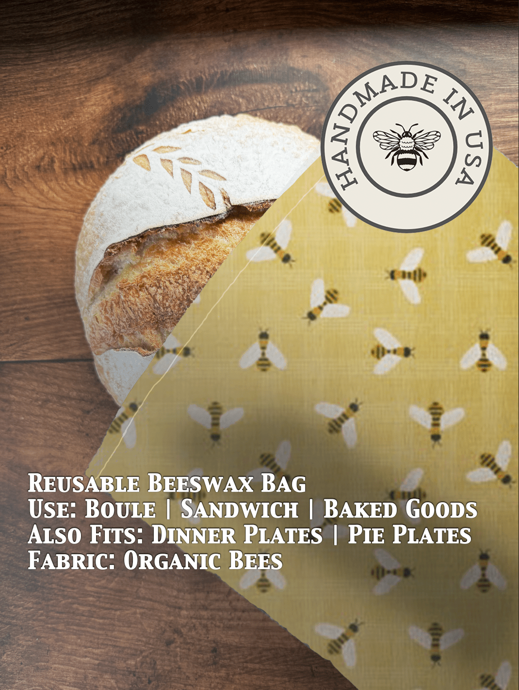 Beeswax Bread Bag | Reusable Cotton Food Storage Bag - Aware House - Five Oaks Farm -