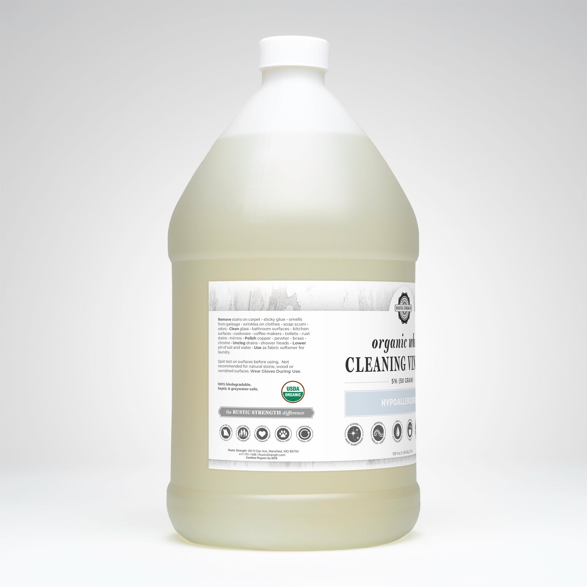 Organic White Cleaning Vinegar | 5% (50 grain)-8