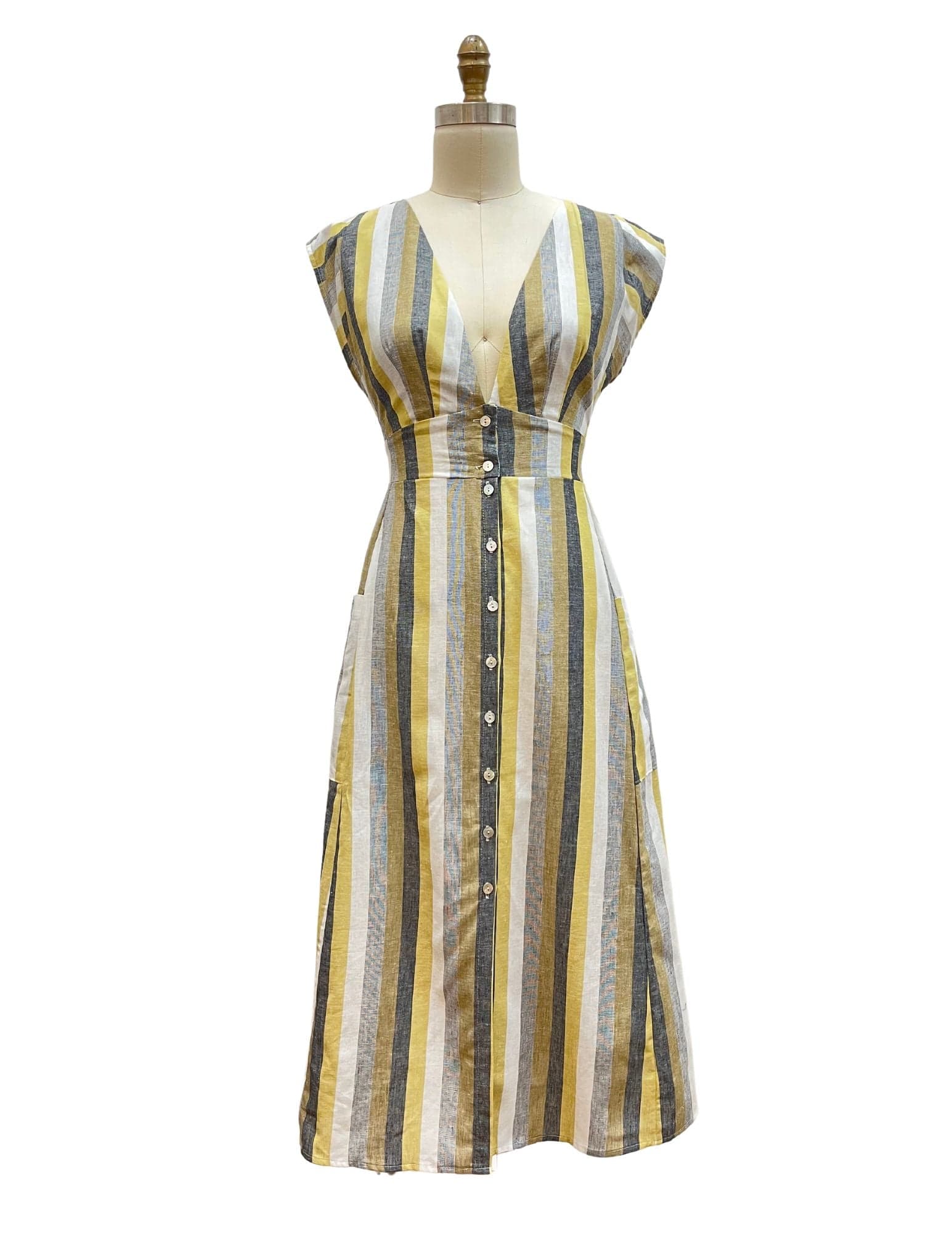 Penelope Dress in Linen Stripe - Aware House - Field Day - 