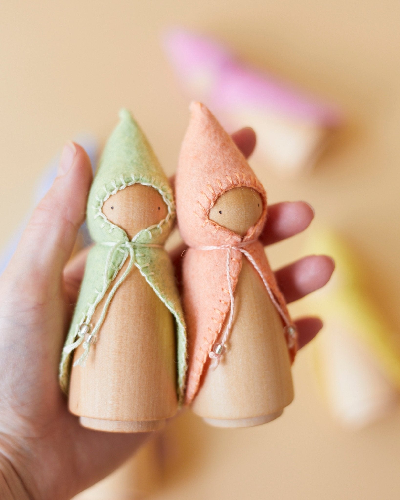 Pastel Yellow Wooden Gnome - Aware House