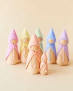 Mini Pastel Orange Wooden Gnome - Aware House