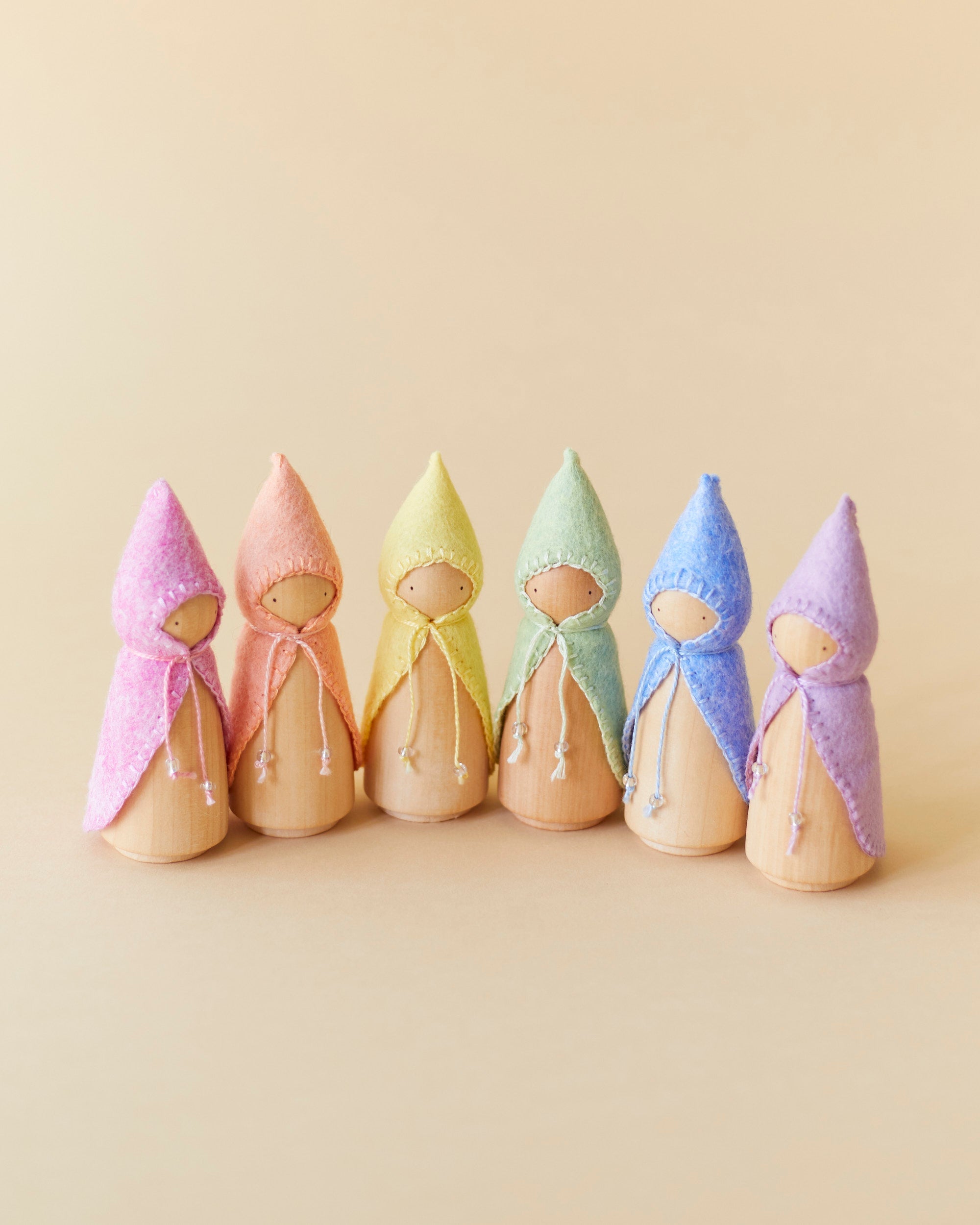 Pastel Orange Wooden Gnome