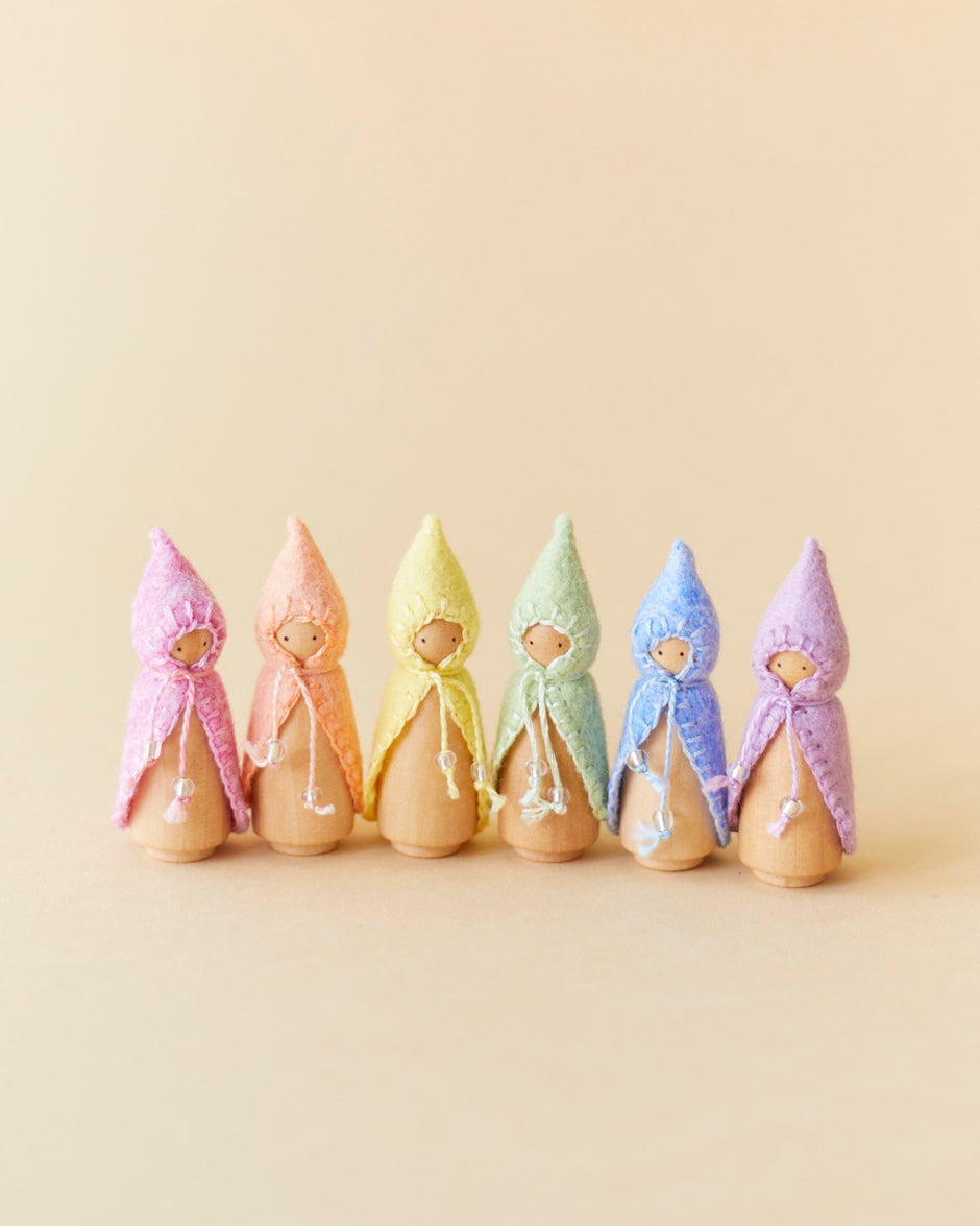 Mini Pastel Rainbow Wooden Gnome Set - Aware House