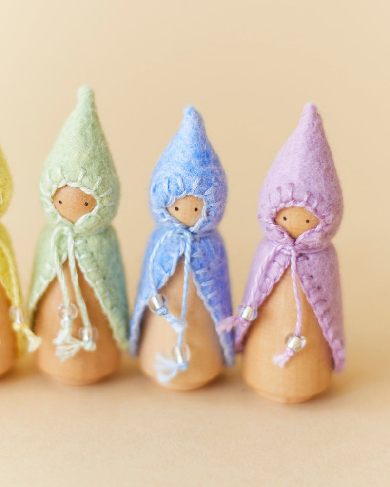 Mini Pastel Rainbow Wooden Gnome Set-zoom-