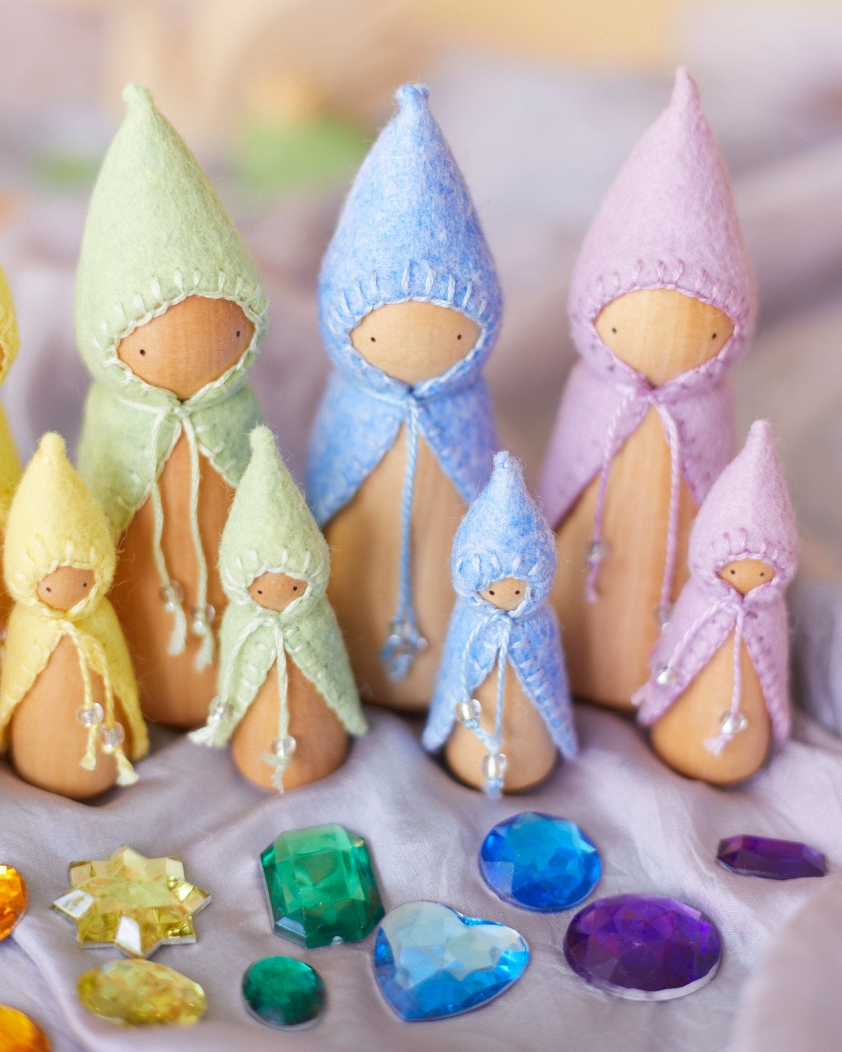 Mini Pastel Rainbow Wooden Gnome Set - Aware House