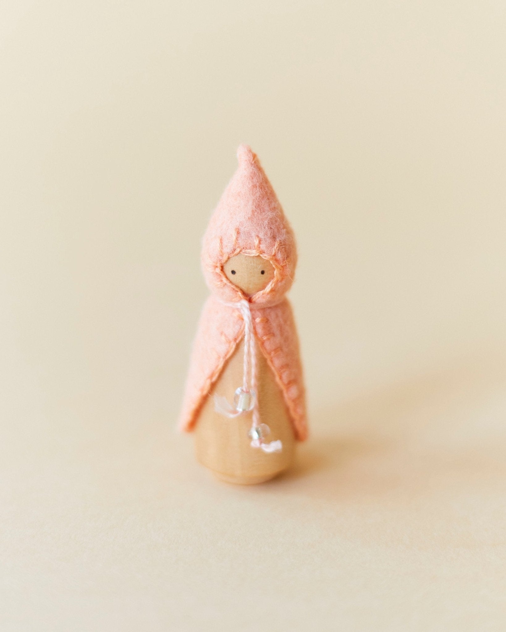 Mini Pastel Orange Wooden Gnome - Aware House