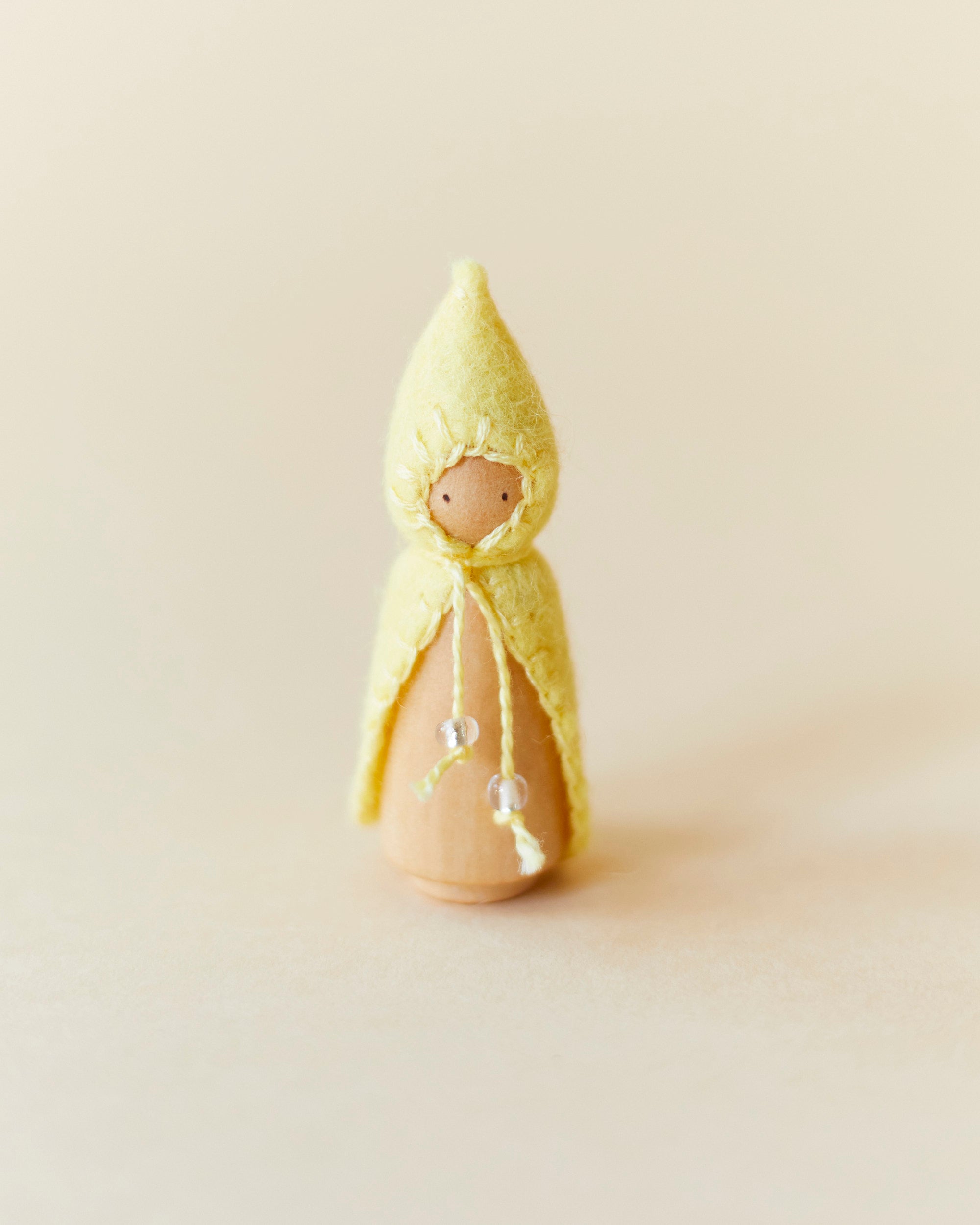 Mini Pastel Yellow Wooden Gnome