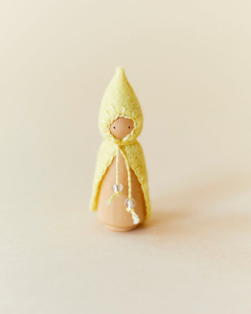 Mini Pastel Yellow Wooden Gnome-zoom-