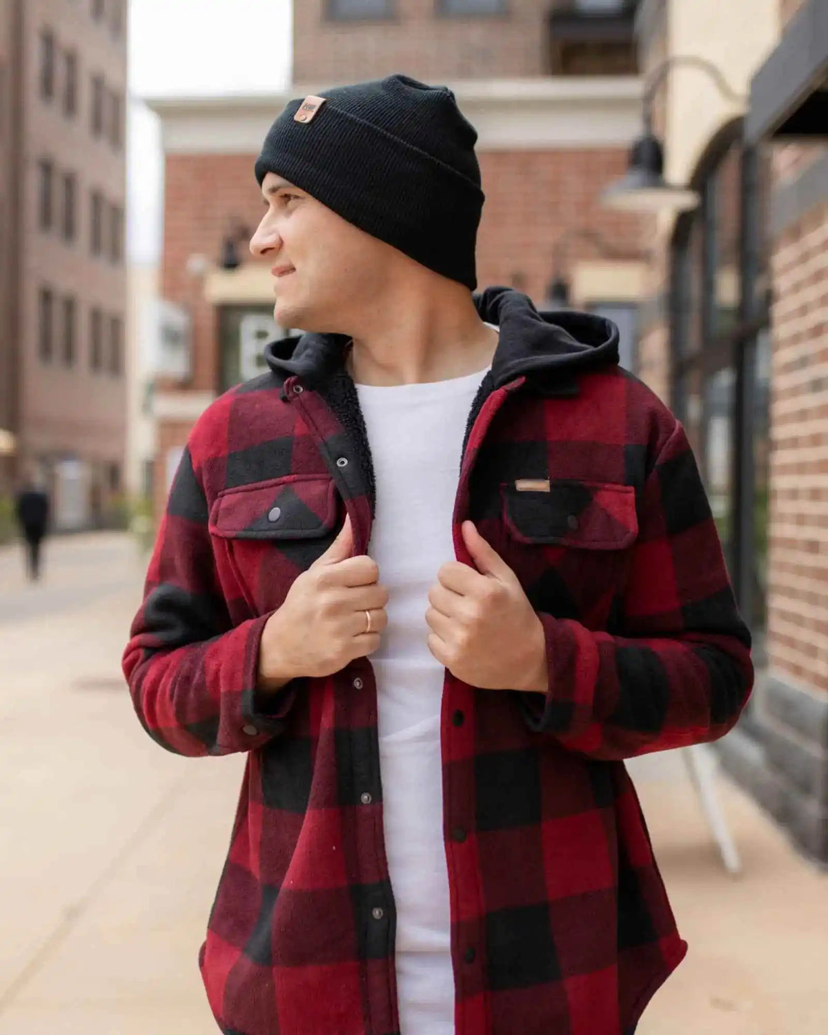 Patented H Stitch Cuffed Beanie, Charcoal Black-8