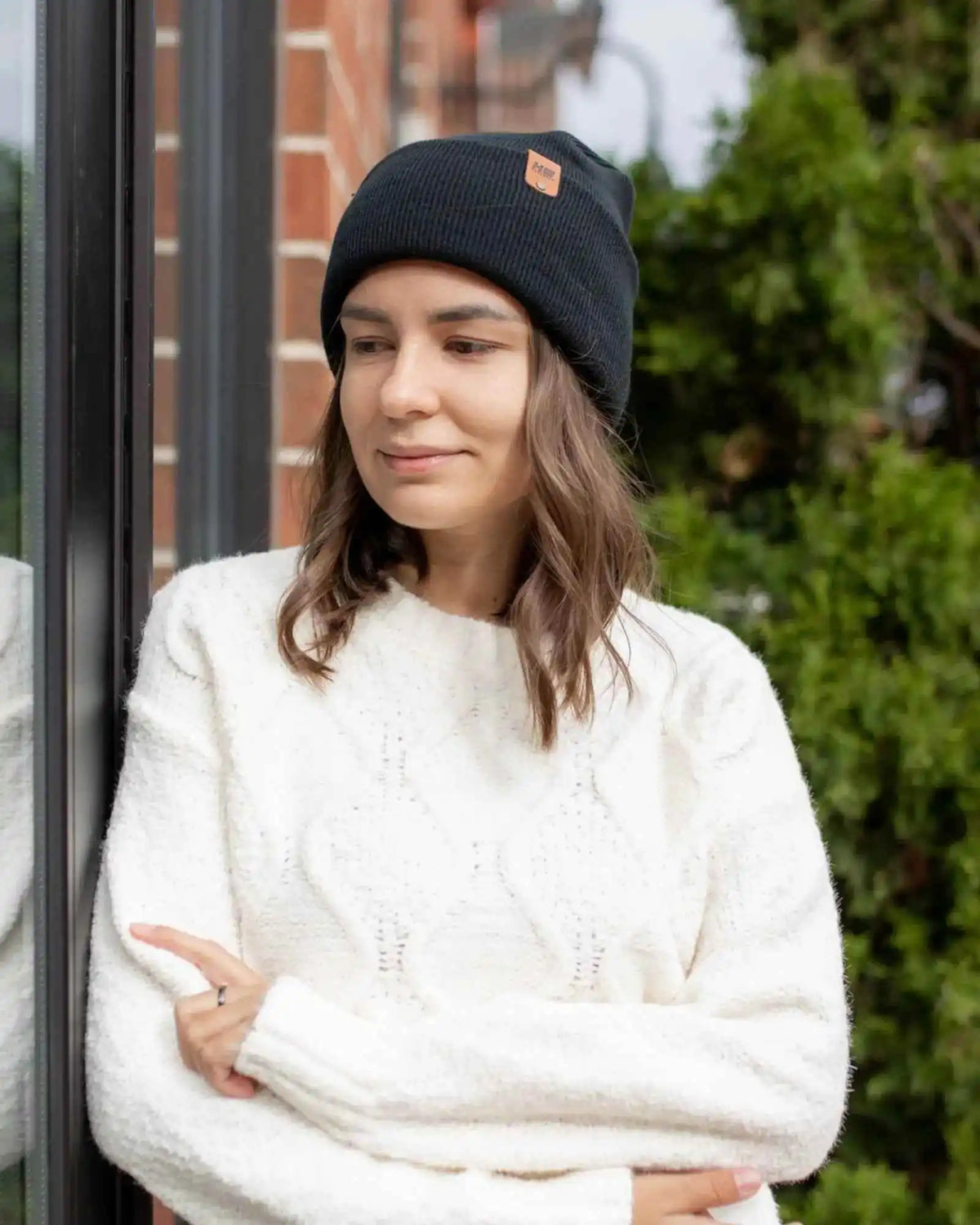 Patented H Stitch Cuffed Beanie, Charcoal Black-zoom-5