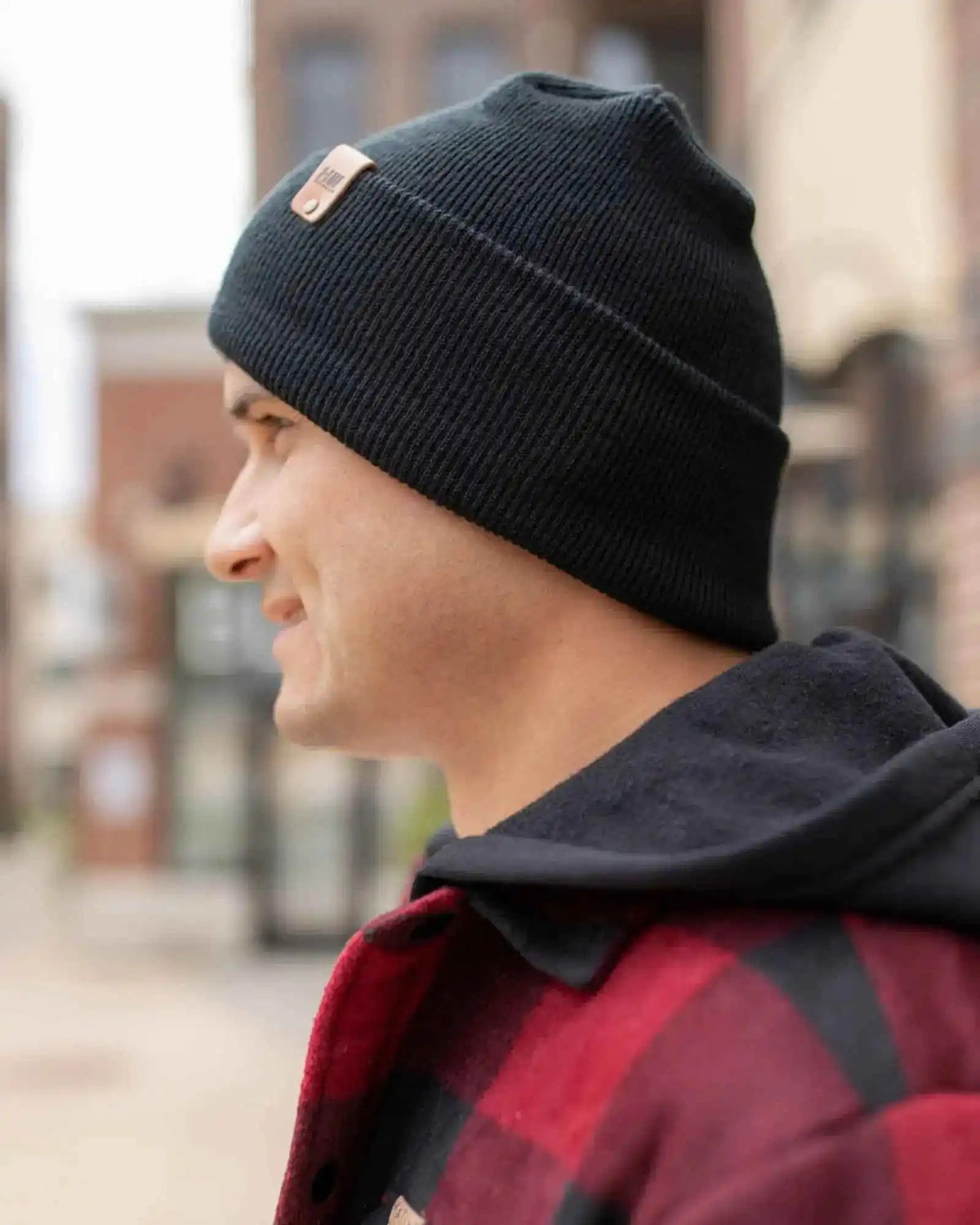 Patented H Stitch Cuffed Beanie, Charcoal Black-2