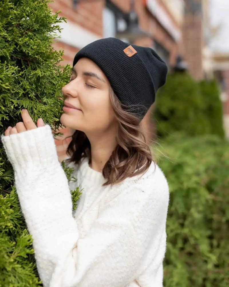 Patented H Stitch Cuffed Beanie, Charcoal Black-zoom-