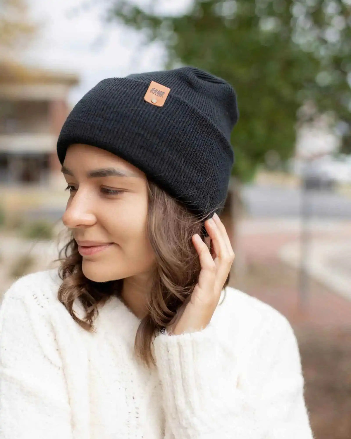 Patented H Stitch Cuffed Beanie, Charcoal Black-zoom-3